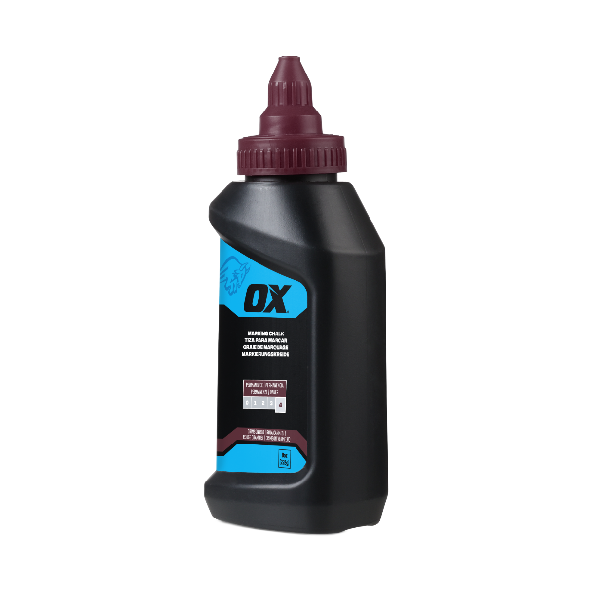 Ox Tools 8 Oz Hi-Permanence Crimson Red Marking Chalk - Permanence 4 OX-P630807