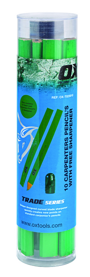 Ox Tools Trade Hard Green Carpenters Pencils | 10-Pack OX-T023010