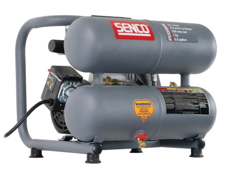 Senco Twin Tank Finish & Trim Air Compressor, 1 HP, 2.5 Gallon PC0968