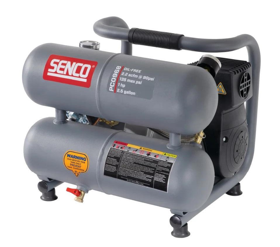 Senco Twin Tank Finish & Trim Air Compressor, 1 HP, 2.5 Gallon PC0968