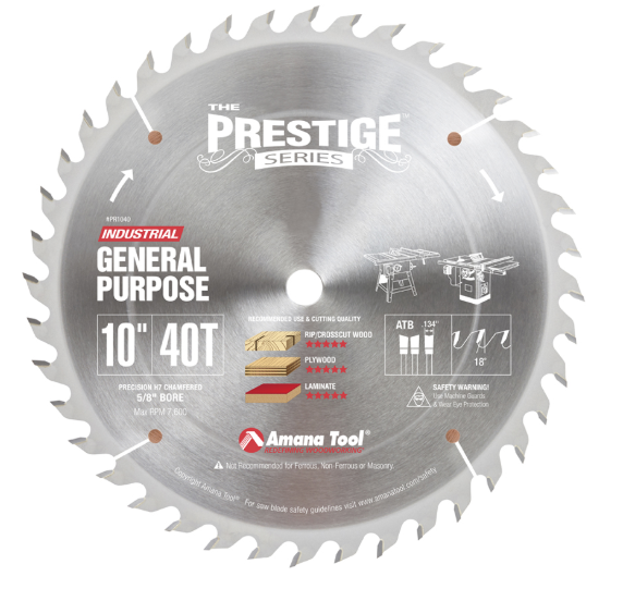Amana Tool 10 in /40T PRESTIGE-LINE Saw ATB PR1040