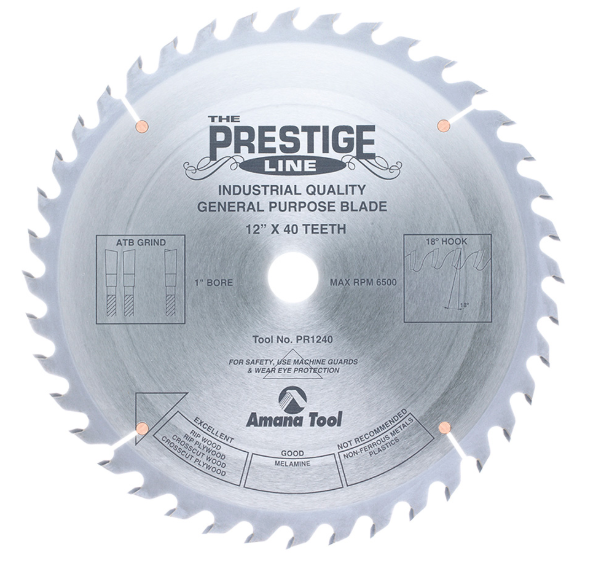 Amana Tool 12 in /40T PRESTIGE-LINE Saw ATB PR1240