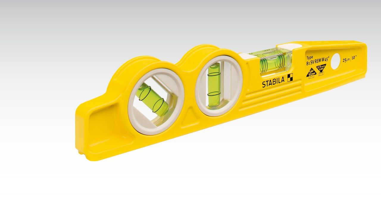 Stabila 10 in. TYPE 81 SV REM W45 Die Cast Magnetic Torpedo Level with 45-Degree Vial & V-Groove 25245