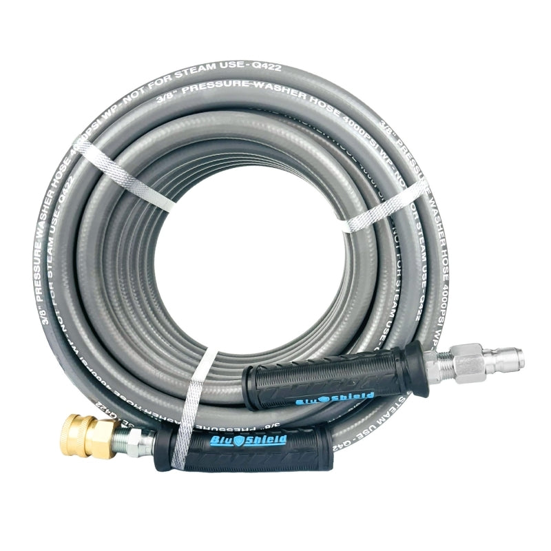 Blu Shield 3/8" X 25' Single Wire Pressure Washing Hose with Quick Connect Couplers