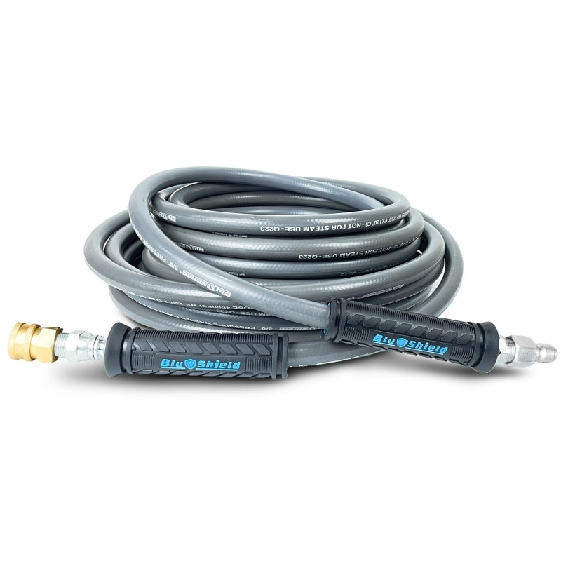 Blubird Blu Shield 3/8" X 100' Single Wire Pressure Washing Hose with Quick Connect Couplers PWSW38100-CP