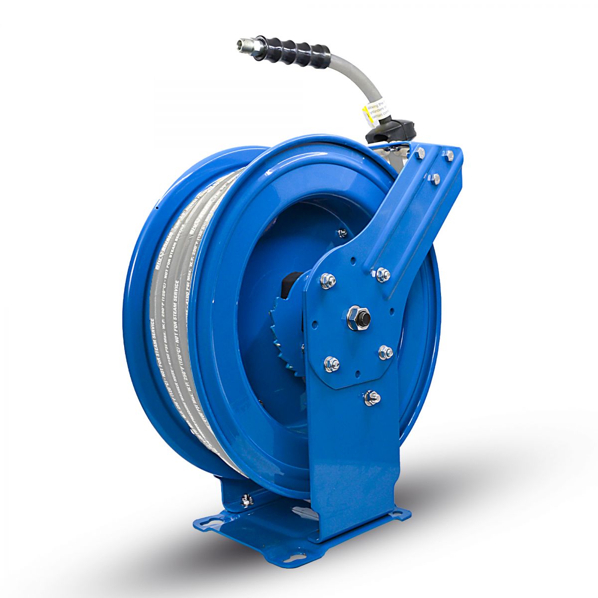 Blubird Blu Shield 3/8" X 50' Pressure Washing Dual Arm Hose Reel with 6' Lead-in-Hose PWSWRDA3850