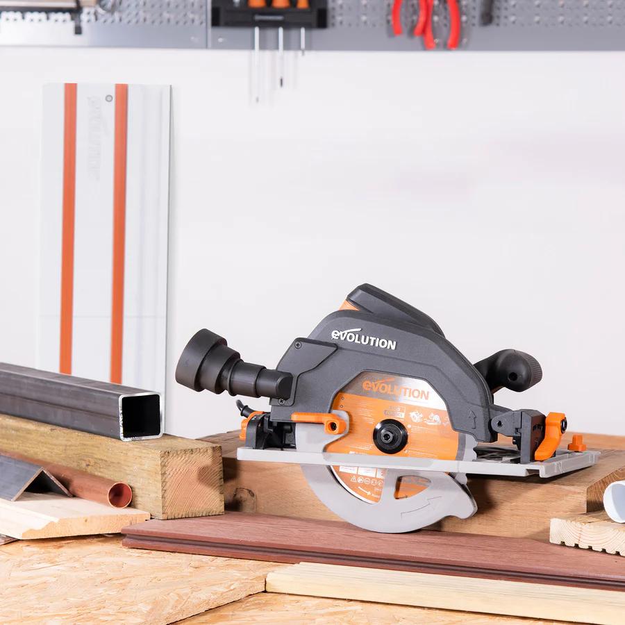 Evolution 7.25 in. Multi-Material Cutting Circular Saw with Blade and 3 ft. x 4 in. Track R185CCSX
