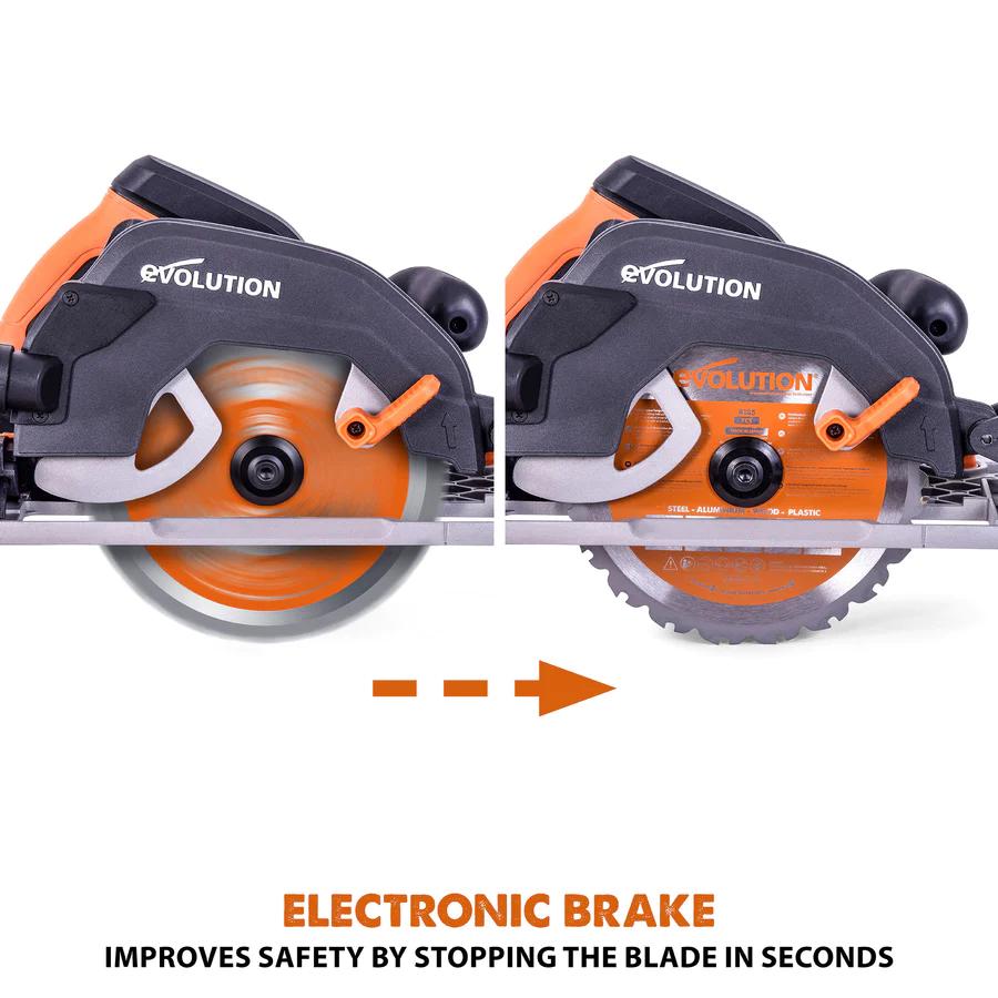 Evolution 7.25 in. Multi-Material Cutting Circular Saw with Blade and 3 ft. x 4 in. Track R185CCSX