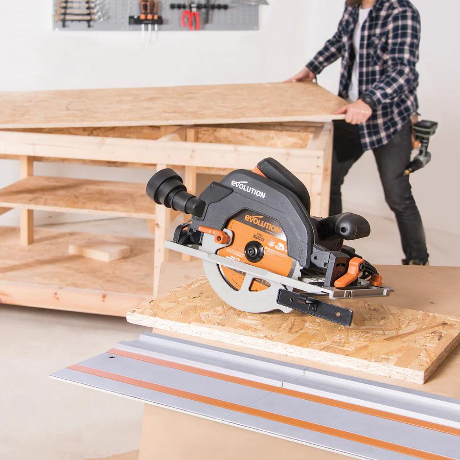 Evolution 7.25 in. Multi-Material Cutting Circular Saw with Blade and 3 ft. x 4 in. Track R185CCSX