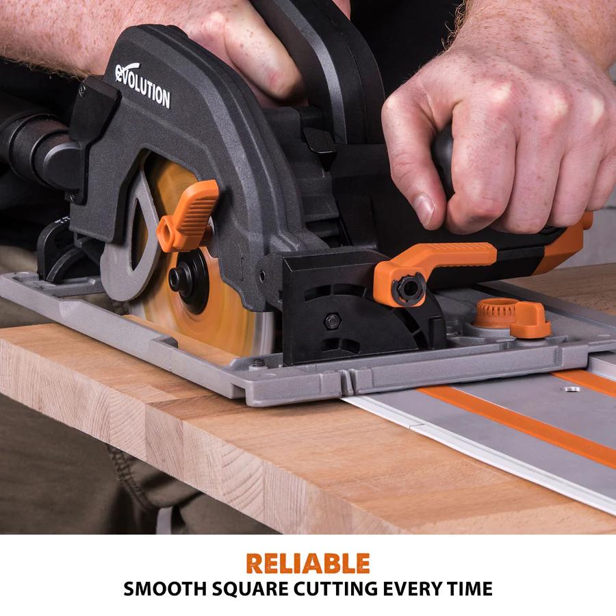 Evolution 7.25 in. Multi-Material Cutting Circular Saw with Blade and 3 ft. x 4 in. Track R185CCSX