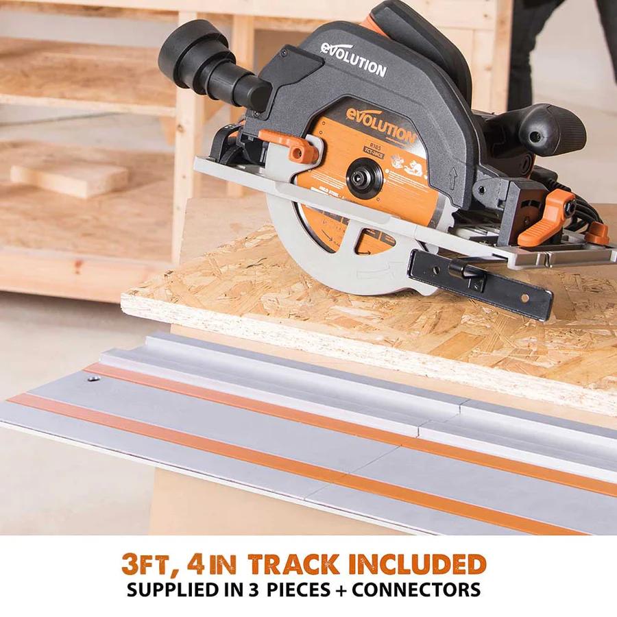 Evolution 7.25 in. Multi-Material Cutting Circular Saw with Blade and 3 ft. x 4 in. Track R185CCSX