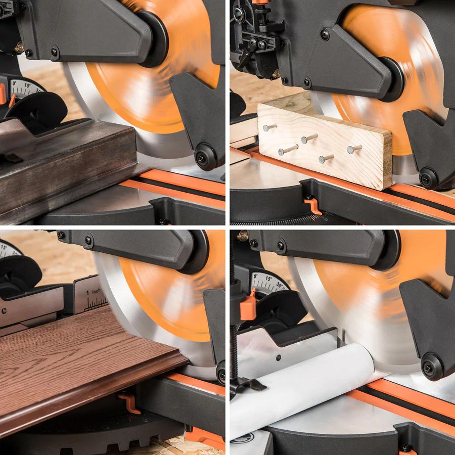 Evolution 10 in. Single Bevel Sliding Compound Miter Saw with Multi-Material Blade R255SMS+