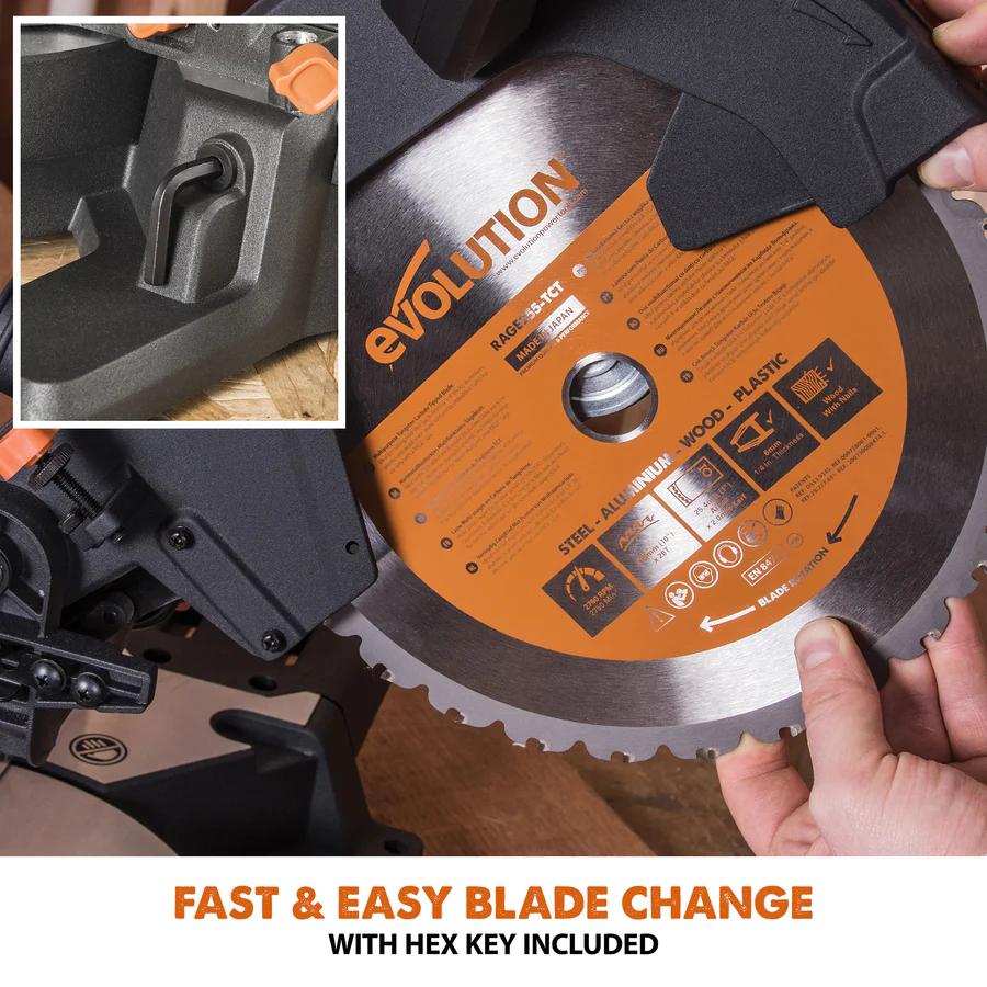 Evolution 10 in. Single Bevel Sliding Compound Miter Saw with Multi-Material Blade R255SMS+