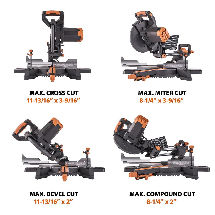 Evolution 10 in. Single Bevel Sliding Compound Miter Saw with Multi-Material Blade R255SMS+