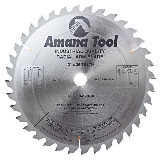 Amana Tool 12 in /36T Radial Arm ATB Grind RA1236