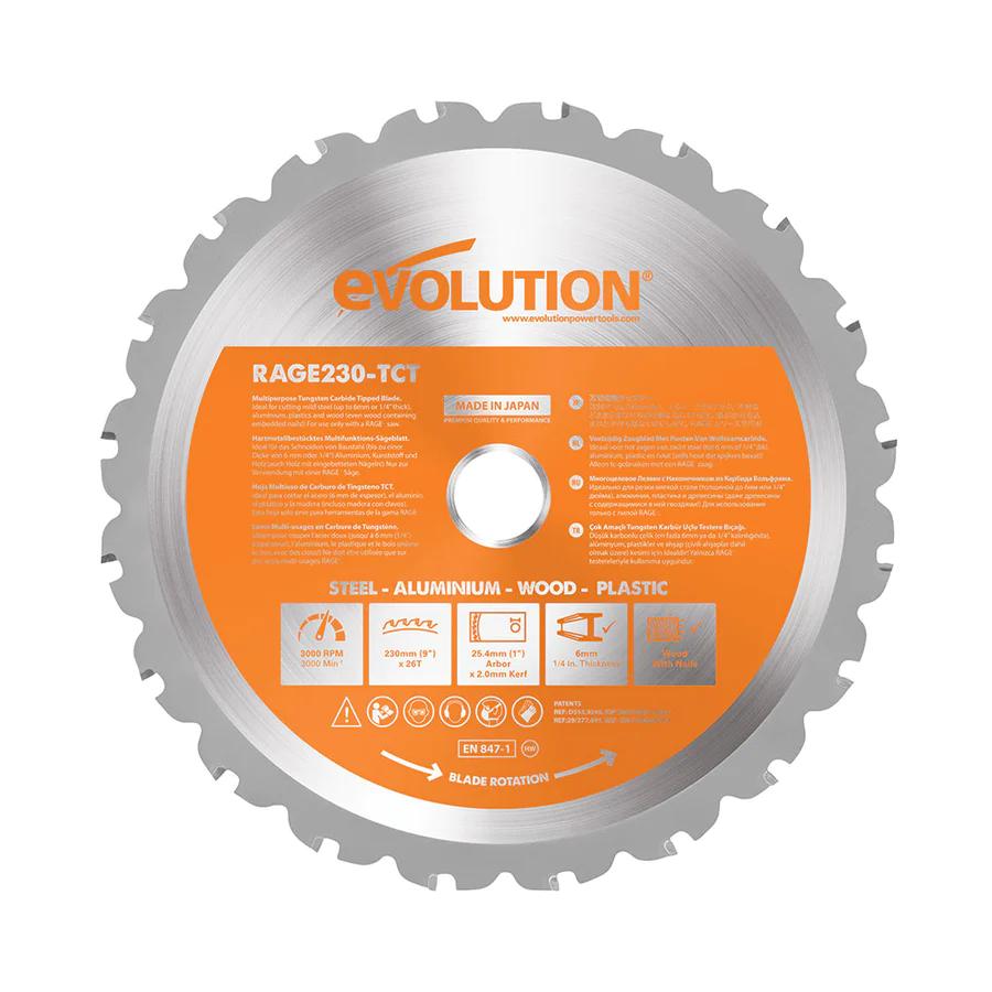 Evolution 9" Multi-Material TCT Blade, 26T, 1" Arbor RAGE230BLADE