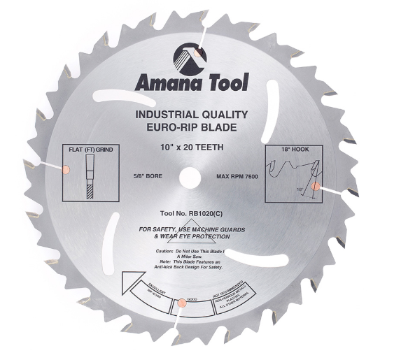 Amana Tool 10 in /20T Ripping Straight Grind RB1020