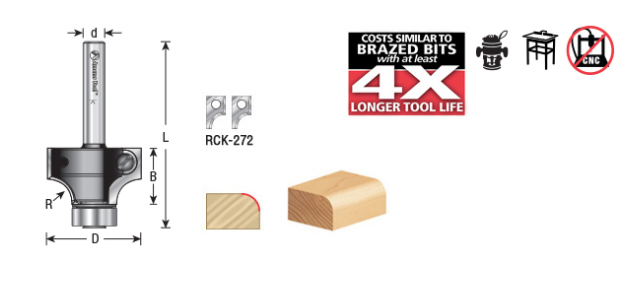 Amana Tool Insert Corner Round 1/4 in Rad. RC-49504