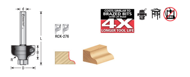Amana Tool Insert Ogee Fillet Bit 3/16 in R RC-54111