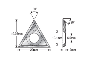 Amana Tool Carbide Reversible 30 deg Insert Knife 22 x 19 x 2mm RCK-37