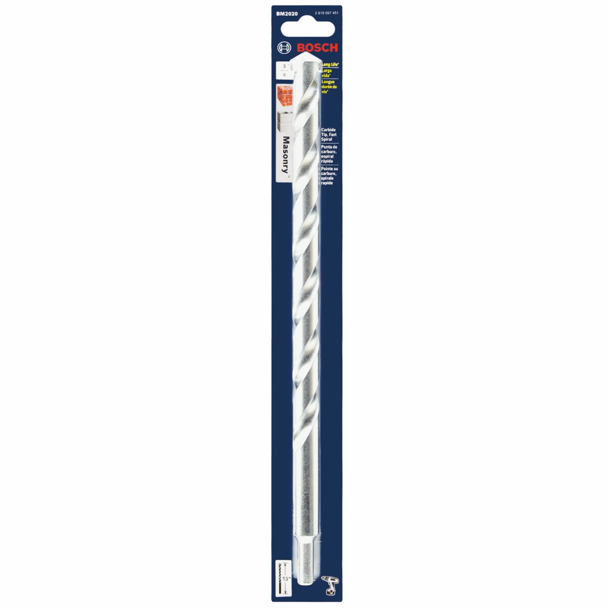 Bosch 3/4 x 10 x 13 in. Fast Spiral Rotary Masonry Drill Bit