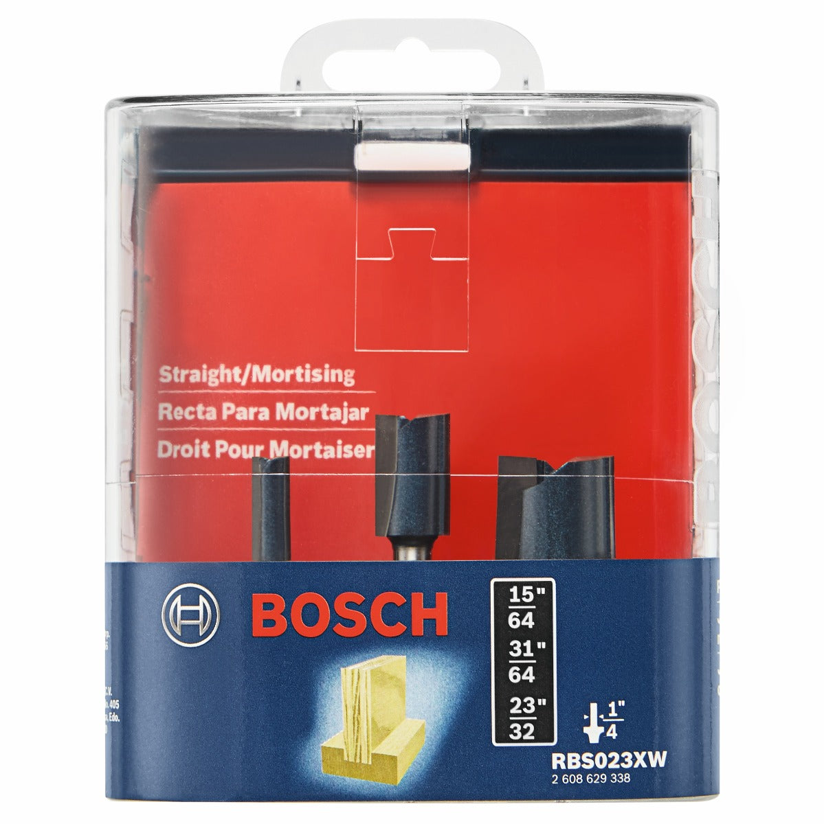 Bosch 3 pc Carbide-Tip Plywood Mortising Router Bit Set RBS023XW