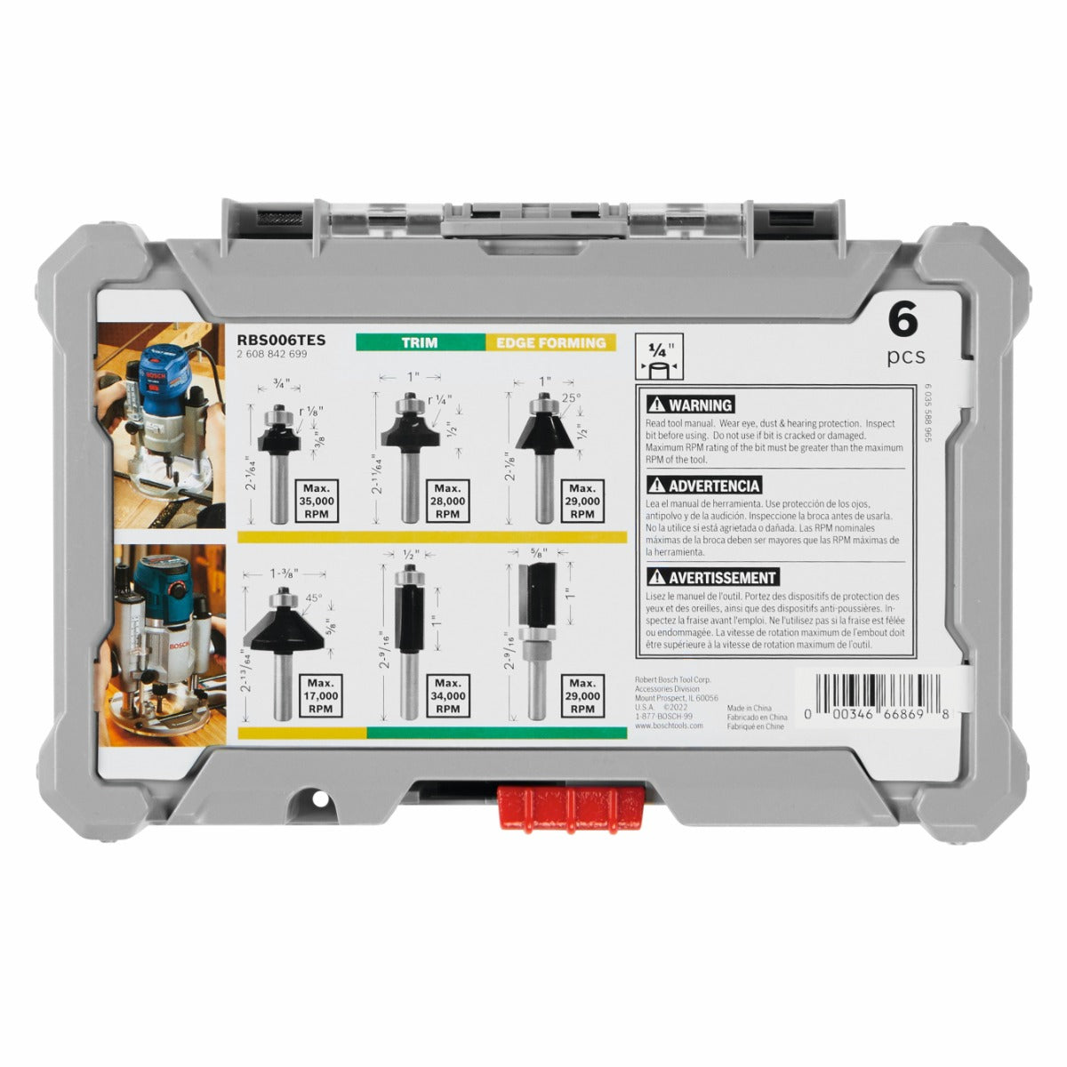 Bosch 6 pc Carbide-Tip Trim & Edging Router Bit Set RBS006TES