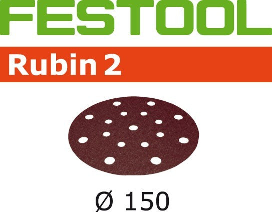 Festool Rubin2 Abrasive 6 in, 100 Grit, 10 pcs 499112