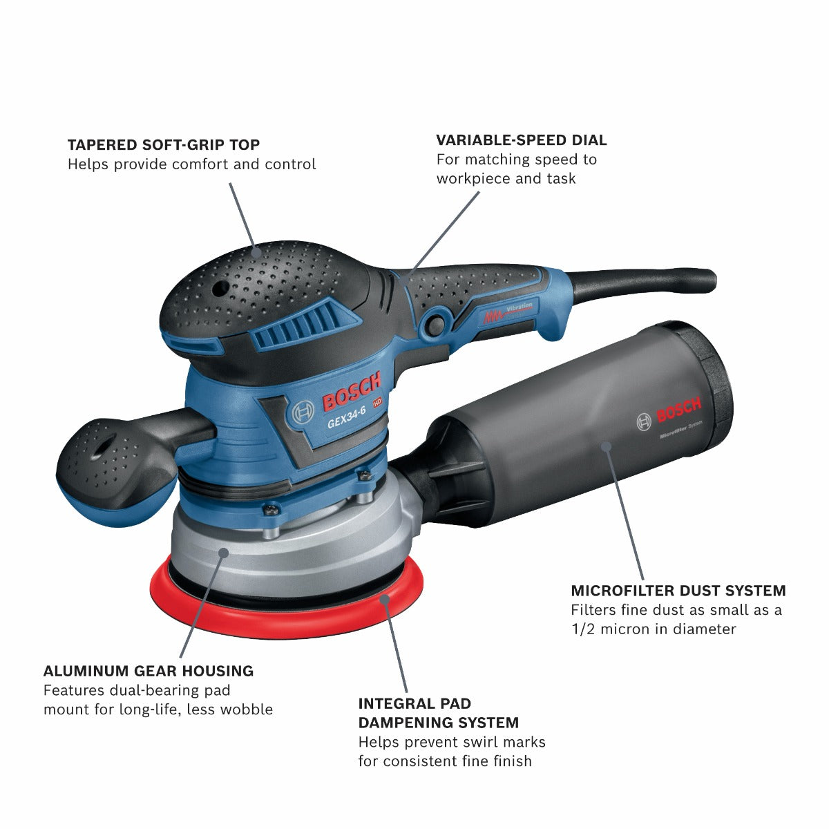 Bosch 6" Random Orbit Sander/Polisher GEX34-6N