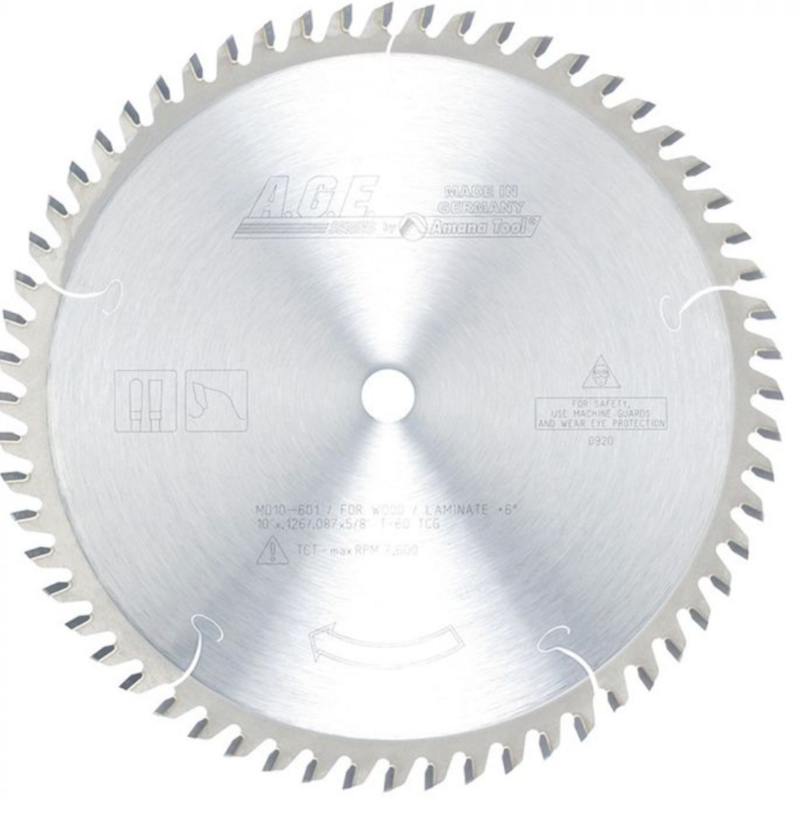 Amana Tool Laminate 10 in x 60T TCG 5/8 in Bore MD10-601C