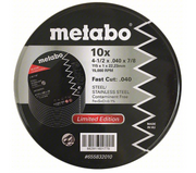 Metabo HPT 4-1/2" x .040" x 7/8" Type 1 A60T Slicer Cut-Off Wheel, 10-Pack 661832010