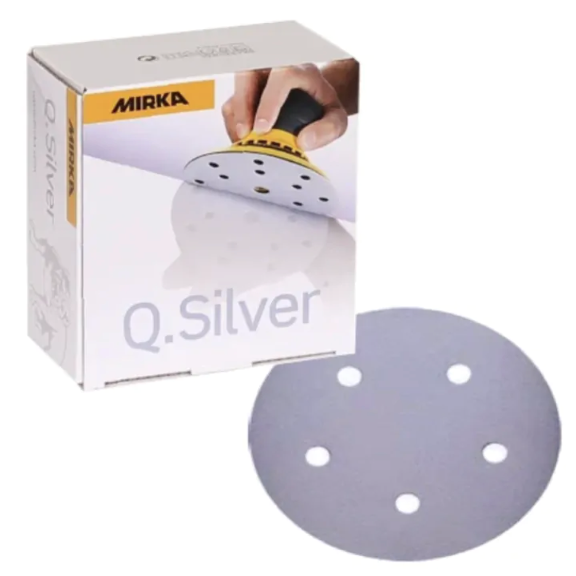 Mirka Q.Silver 5 in. 150G 5 Hole Grip Disc, Qty 50 2B-614-150