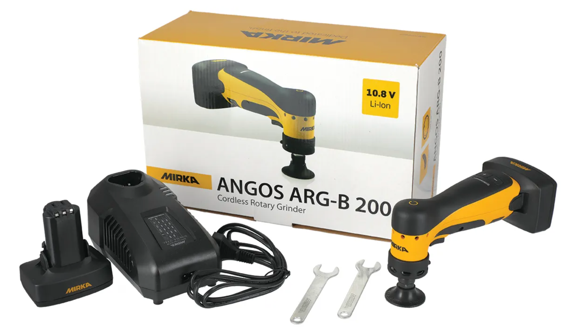 Mirka 2 in. Angle Grinder Kit w/ 10.8V 5.0Ah Batteries, 1/4 in. Collet ARG-B-200