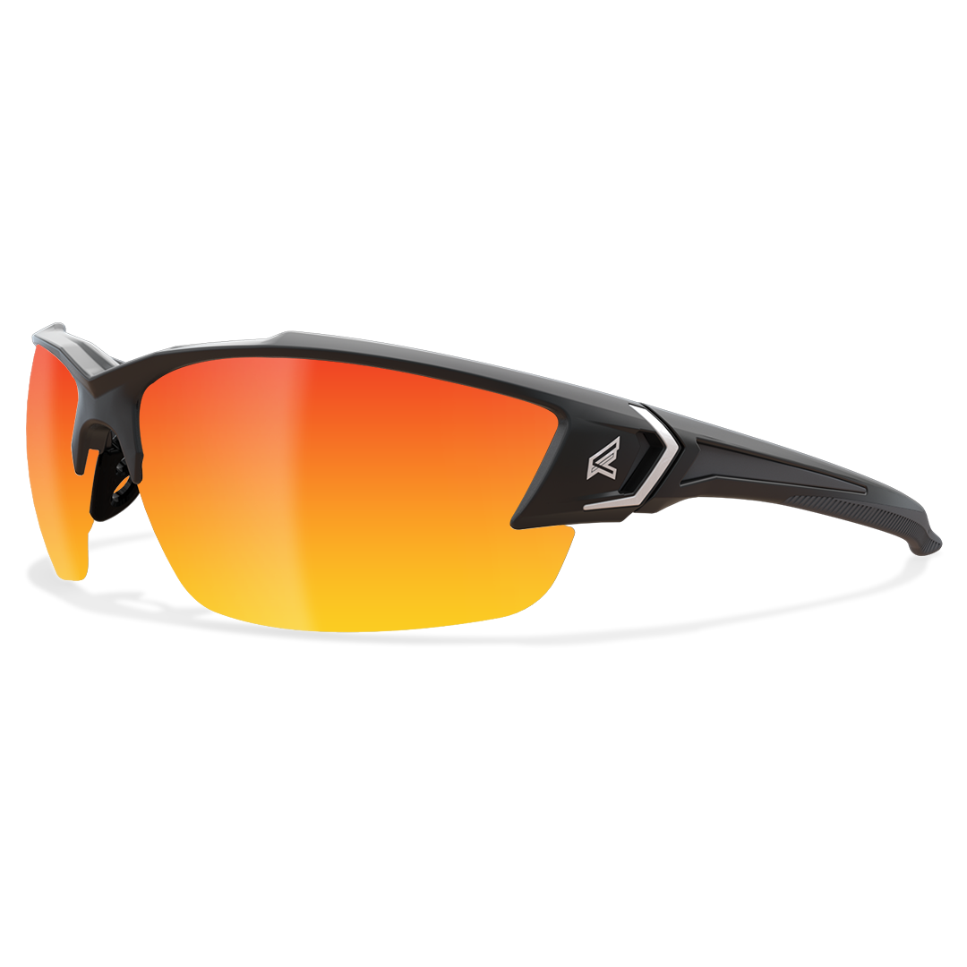 Edge Eyewear Khor G2 Safety Glasses, Black Frame, Aqua Precision Red Mirror Lens SDKAP119-G2