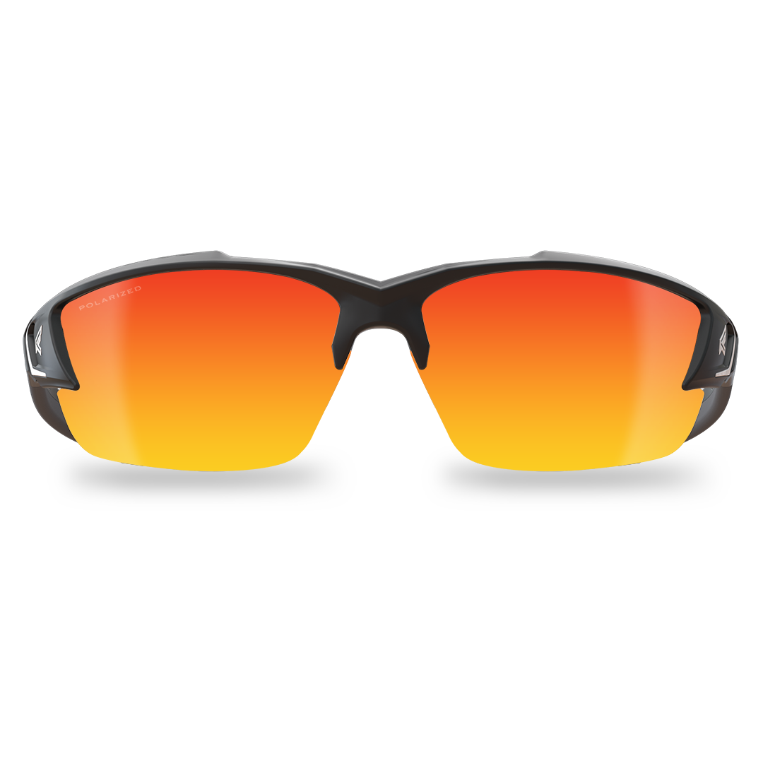 Edge Eyewear Khor G2 Safety Glasses, Black Frame, Aqua Precision Red Mirror Lens SDKAP119-G2