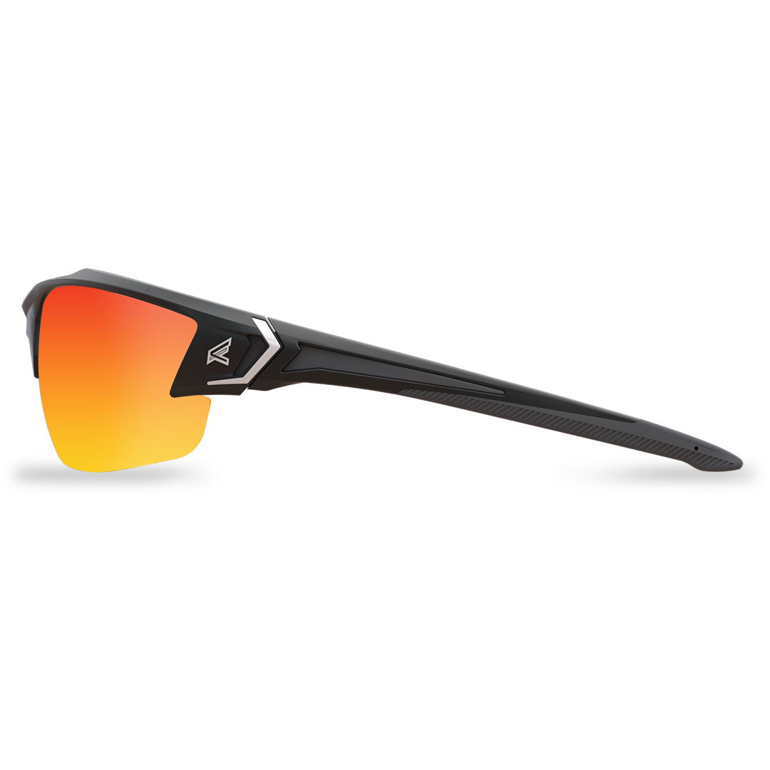 Edge Eyewear Khor G2 Safety Glasses, Black Frame, Aqua Precision Red Mirror Lens SDKAP119-G2