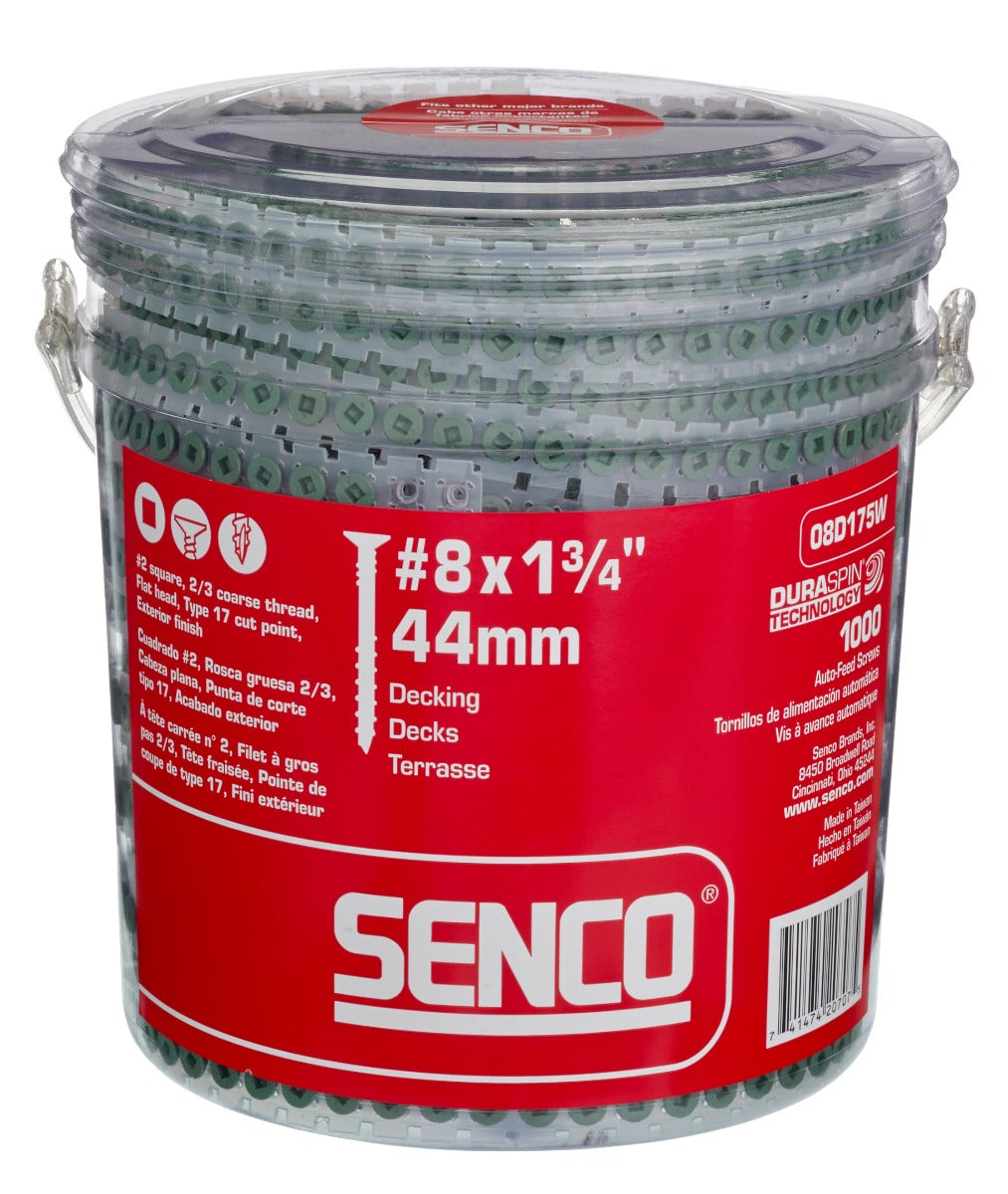 Senco no.8x1-3/4in WX3 no.2Sq Flat 17 C  DuraSpin Composite Decking Screws 08D175W