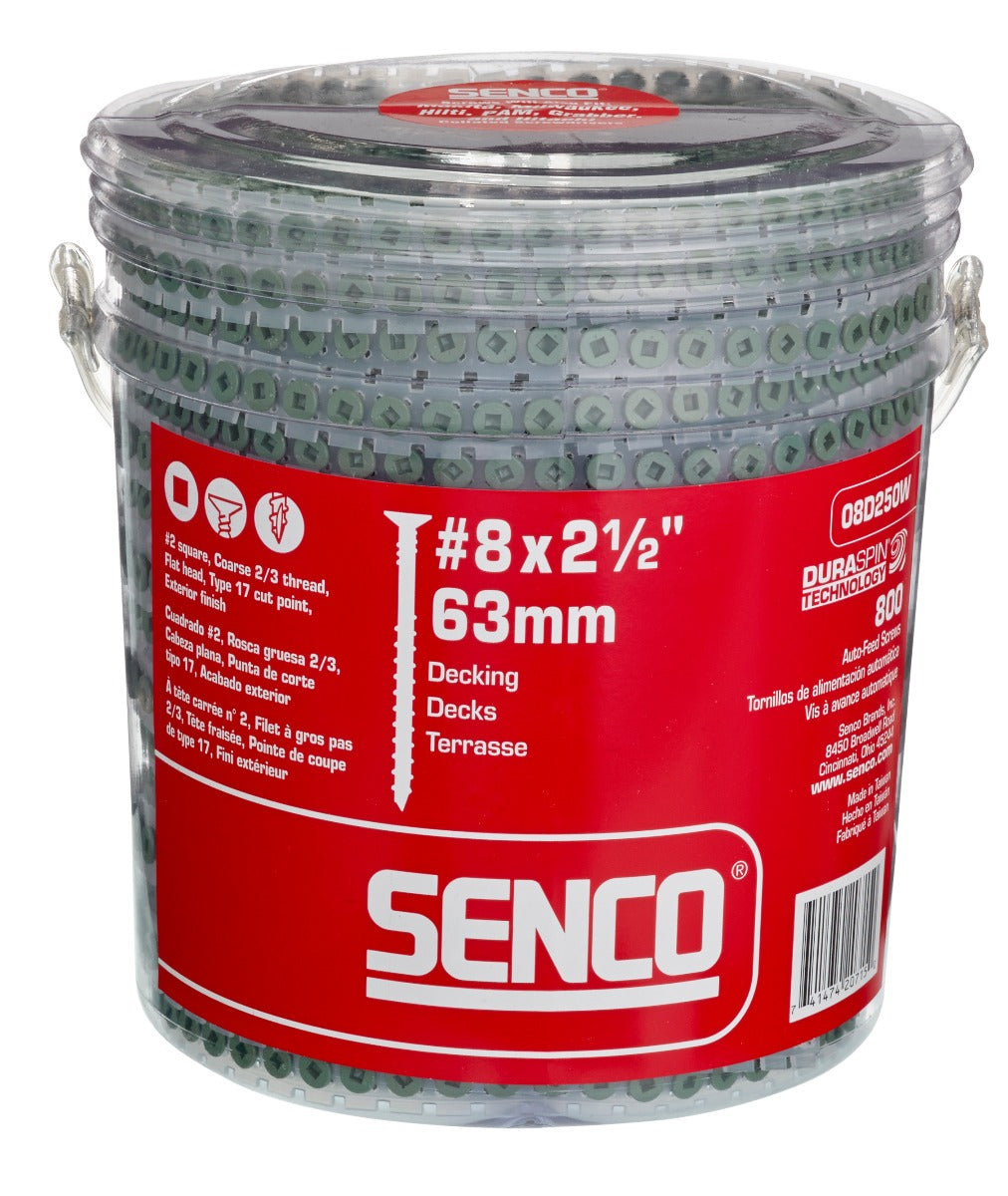 Senco no.8x2-1/2in WX3 no.2Sq Flat 17 C  DuraSpin Composite Decking Screws 08D250W