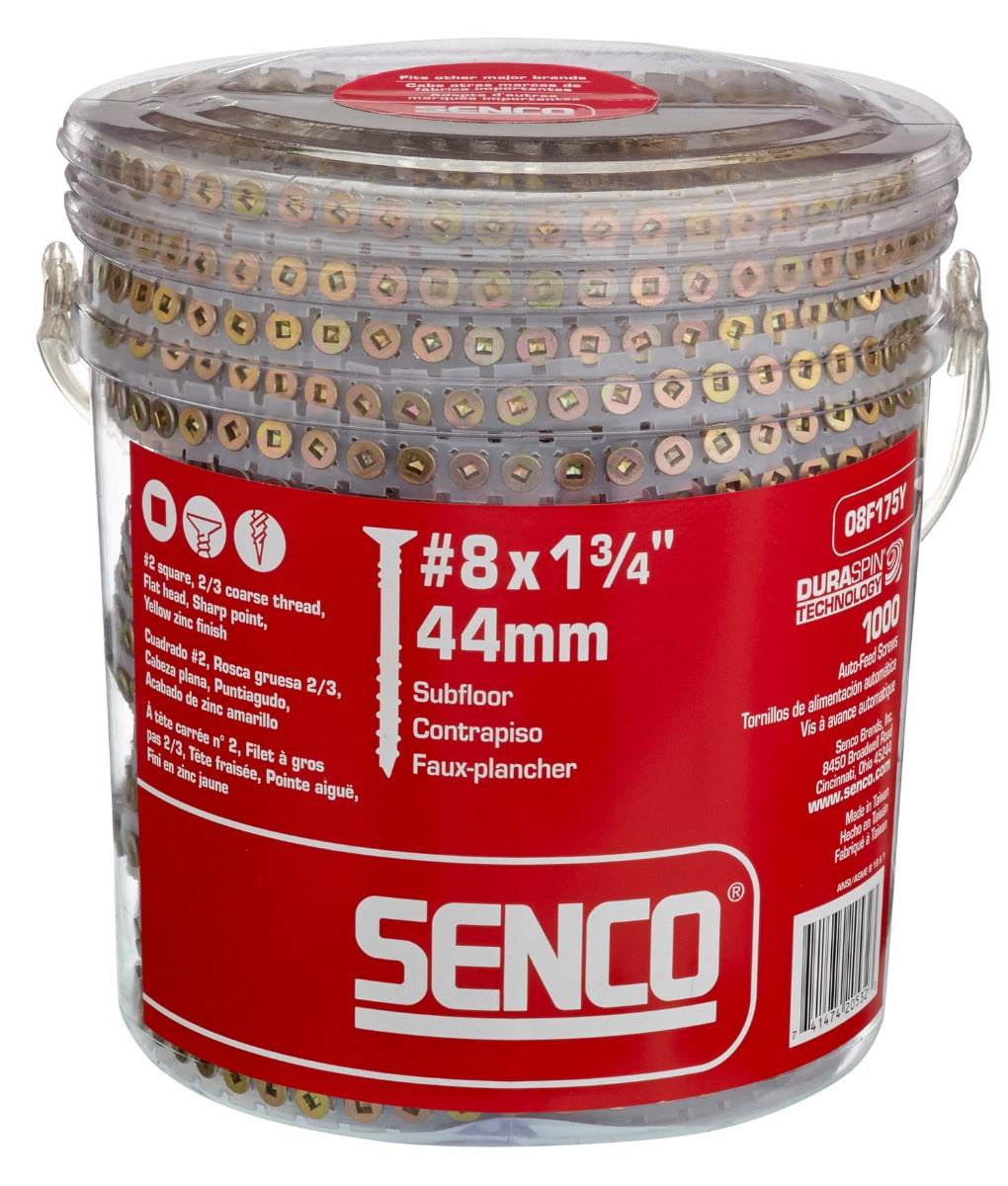 Senco no.8x1-3/4in Ylw Zinc no.2Sq Flat DuraSpin Wood to Wood Screws 08F175Y