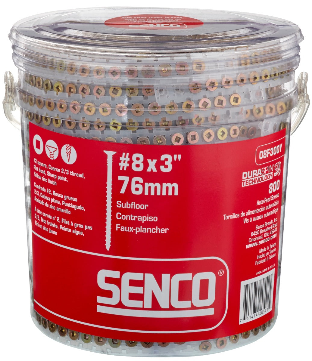 Senco no.8x3in Ylw Zinc no.2Sq Flat Shrp DuraSpin Wood to Wood Screws 08F300Y