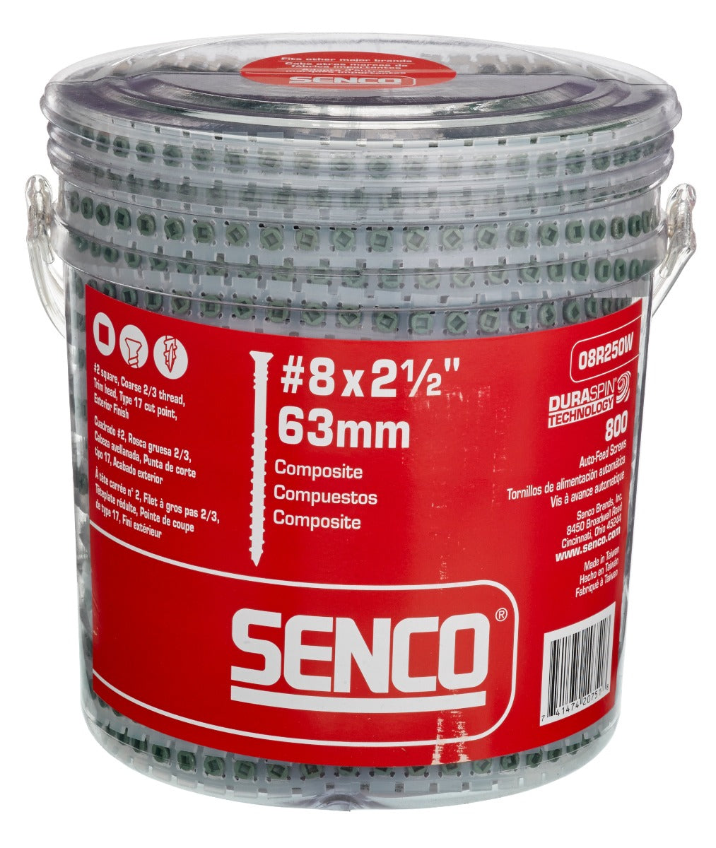 Senco no.8x2-1/2in WX3 no.2Sq Trim 17 C DuraSpin Composite Decking Screws 08R250W
