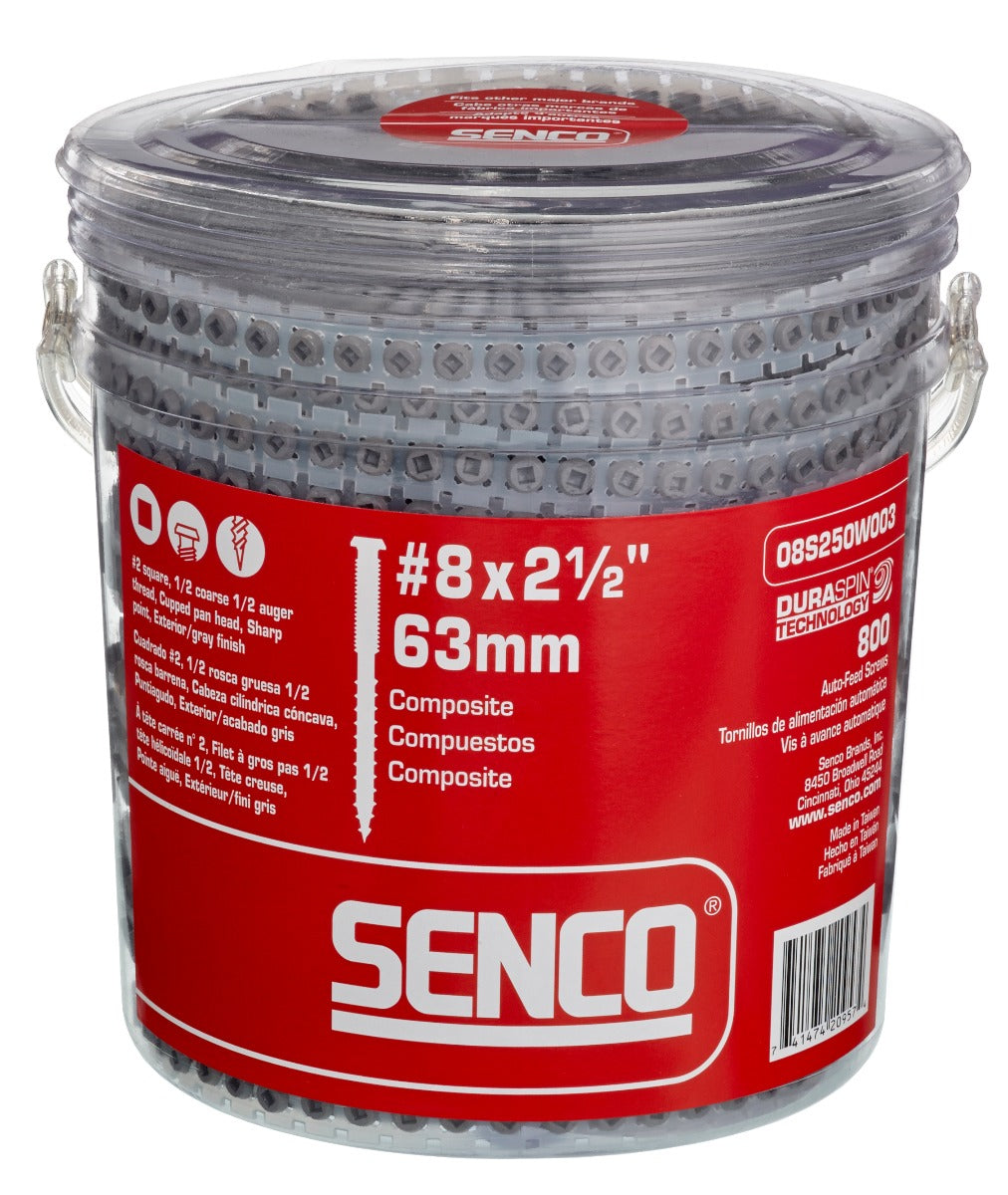 Senco no.8x2-1/2in WX3 no.2Sq Comp Gray DuraSpin Composite Decking Screws 08S250W003