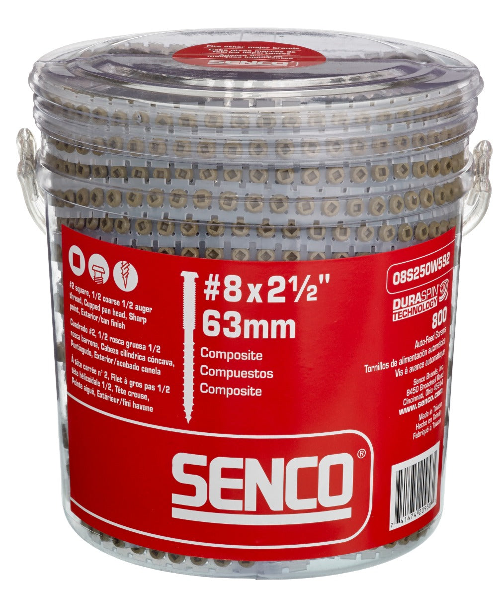 Senco no.8x2-1/2in WX3 no.2Sq Comp Tan DuraSpin Composite Decking Screws 08S250W592