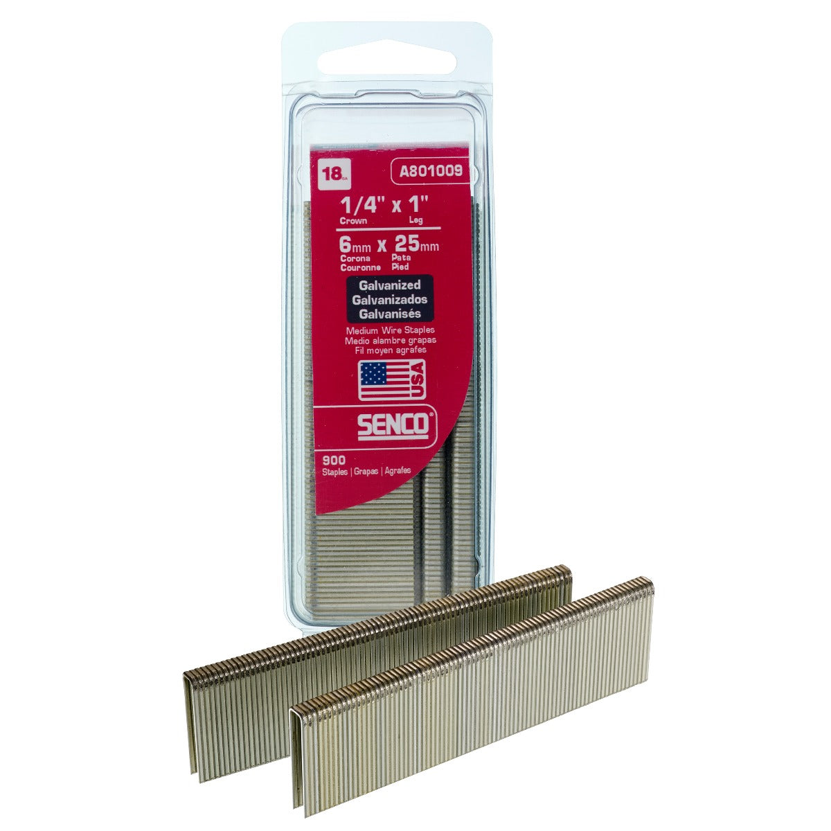 Senco 18 Ga. Crown 1/4in x 1  Medium Wire Staples A801009