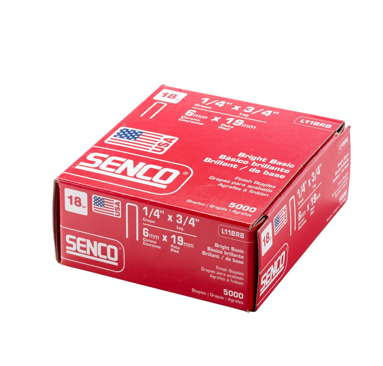 Senco 18 Ga.1/4in x 3/4 Crown Medium Wire Staples L11BRB