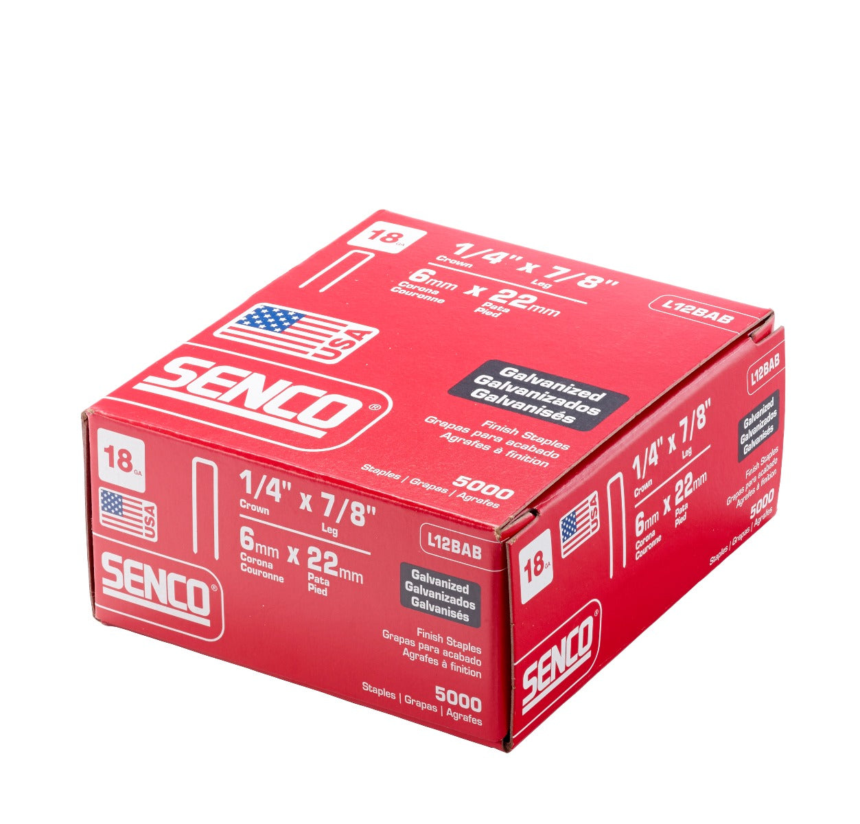 Senco 18 Ga. Crown 1/4inX7/8  Medium Wire Staples L12BAB