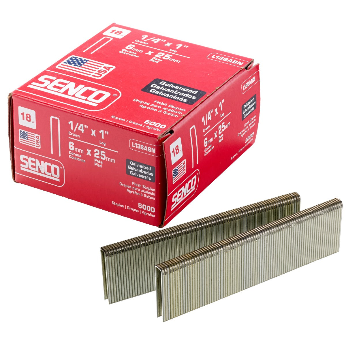 Senco 18 Ga. Crown 1/4in x 1  Medium Wire Galvanized Staples L13BABN