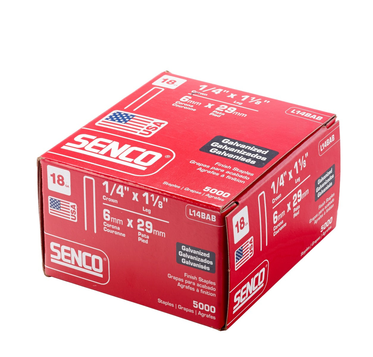Senco 18 Ga. Crown 1/4in x 1-1/8 Medium Wire Staples L14BAB