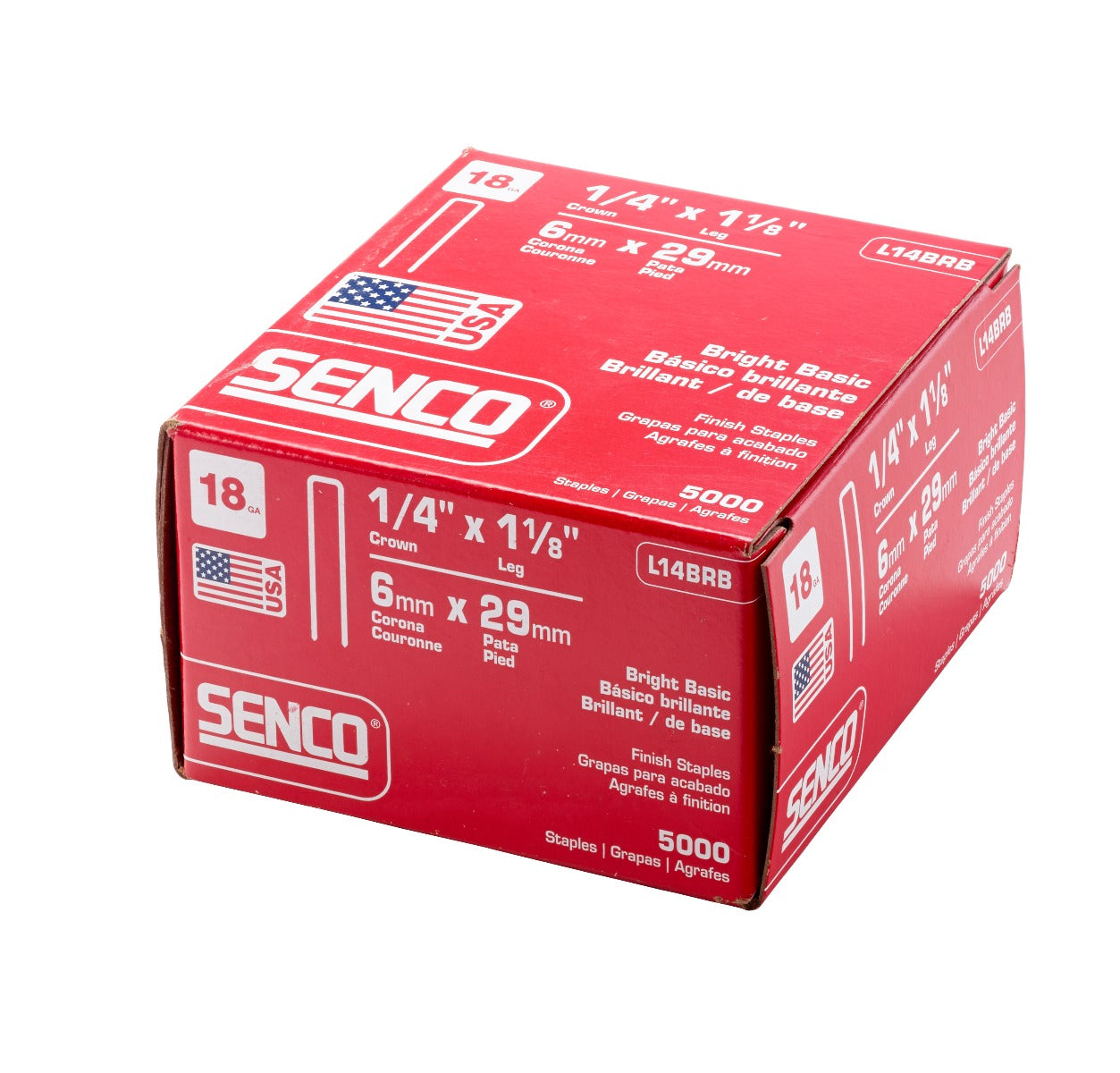 Senco 18 Ga. Crown 1/4inx1-1/8 Medium Wire Staples L14BRB