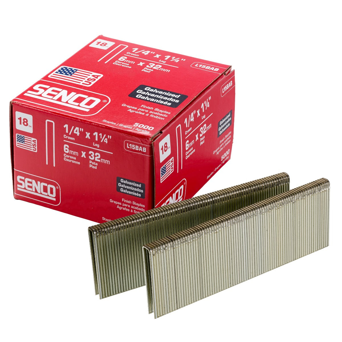 Senco 18 Ga. Crown 1/4in x 1-1/4 Medium Wire Staples, 5000-Pack L15BAB
